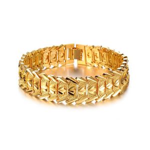 Bracelet en or jaune 18 carats pour hommes, 16mm de large, à maillons de chaîne, bijoux à la mode