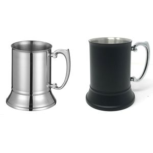 16oz 304 Dubbele wandroestvrijstalen tankard, S/S biermok, eten, gepersonaliseerd logo gratis gegraveerd