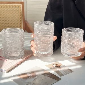 16 oz Clear Crystal Glass Cup Retro en relieve Beber taza de vino Cerveza de vaso Cerro de vidrio bebedor Café Tazas 01