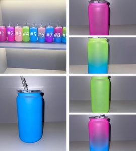 16oz Libbey Plastique Tubler Plastique acrylique Can avec paille pour vinyle UV DTF Autocollant Summer Brignnt Drinkware Mason Jar Brinking Cup