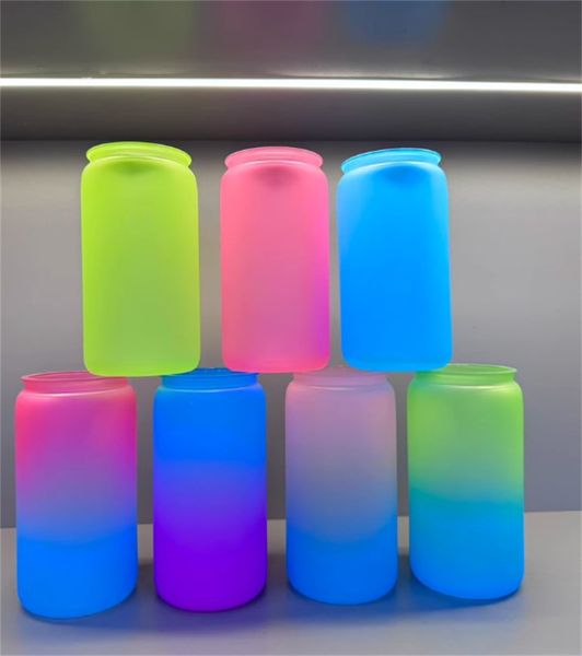 16oz Libbey Tumbler de plástico con párpados coloridos lata de plástico de libbey acrílico con paja para vinilo UV DTF Pegatina de verano Brignt Drinkware Mason Jar bebedor