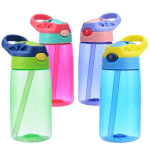 Bouteille d'eau en plastique pour enfants de 450ml, gobelet sans BPA, anti-fuite, à large bouche avec couvercle rabattable, bouteilles anti-fuite et anti-déversement