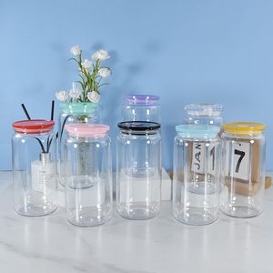 16 oz plastic mason jar pp acryl single-layer beker met stro 500 ml heldere mason kan pp drinkbeker diy