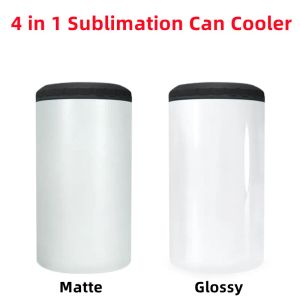 16 oz Sublimation 4 en 1 MATTE peut refroidisseur gobelet droit en acier inoxydable peut isoler bouteille isolée sous vide isolation froide peut avec 2 couvercles