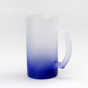 16oz Sublimatie Frosted Glass Beer Mokken Gradiënt Kleur met Handvat Draagbare Soda Pop Koffiek Melk Sap Sap Water Cups B1