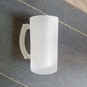 Verres à sublimation de 16 oz tasse avec poignée clair givré verres à vin impression par transfert de chaleur tasse givrée tasse en verre transparent 01