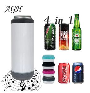 Gobelets de sublimation en acier inoxydable 4 en 1 peut refroidisseur avec 5 couleurs bluetooth et deux couvercles bouteilles d'eau 16 oz tasses à café B0004