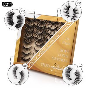 16 paires/lot 3D Faux vison Faux cils Super longs épais cils de vison en désordre naturel populaire pour le maquillage de beauté Extension de faux cils