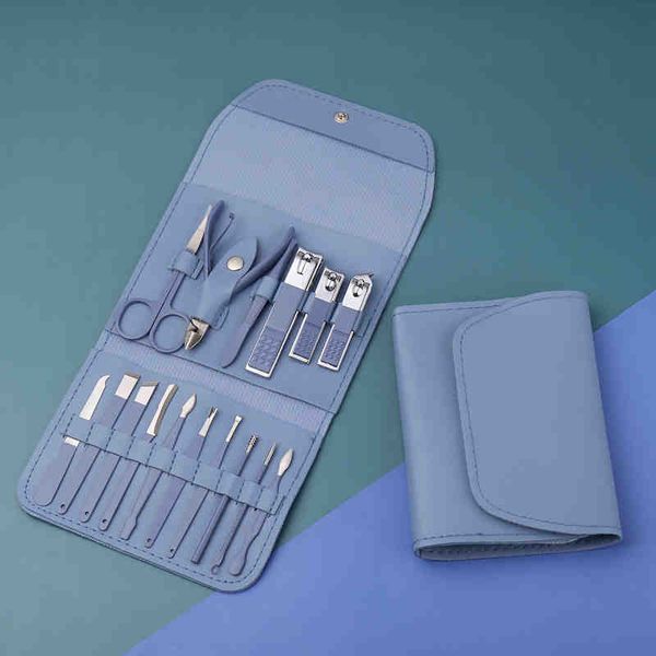 16 pc Nail Manucure Set Ciseaux Peau Morte Pince En Acier Inoxydable Oreille Cuillère Ongles Couteau Nail Manucure Outil