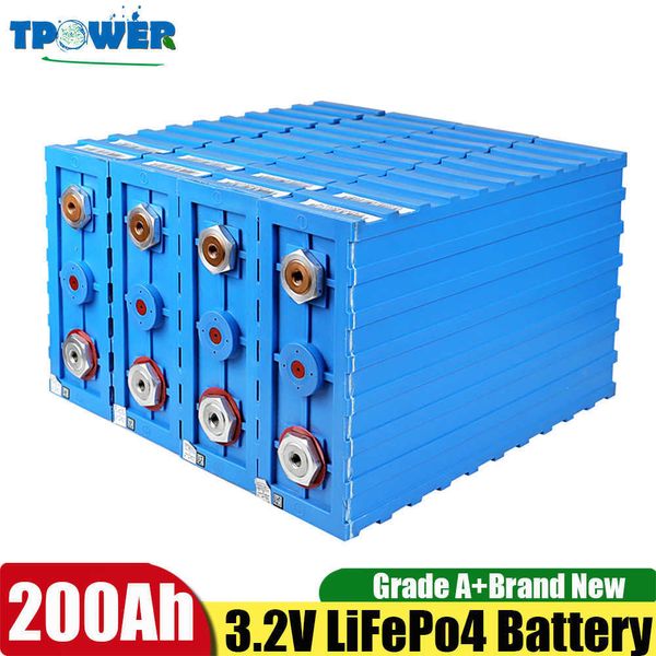 16 pièces 3.2V 200Ah LiFePO4 batterie Pack bricolage 12V 24V moto électrique voiture solaire bateau EV RV onduleur batterie ue US sans taxe