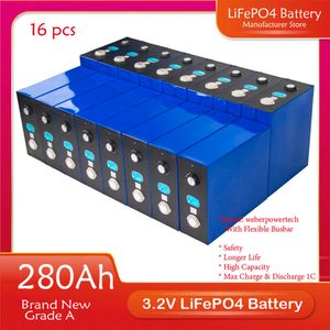 16 pièces 3.2V 280Ah Lifepo4 batterie bricolage 48V 24V 12V batterie Rechargeable pour bateaux RV Yacht à énergie solaire avec barre omnibus pas de taxe