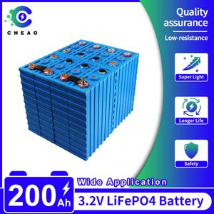 16pcs 3.2V Lifepo4 Batterie 200AH Pack de batteries ménagères rechargeables pour DIY 12V 24V 48V Golf Cart Vans Solar US EU FREST