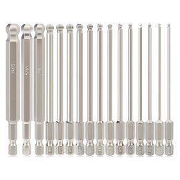 16pcs Ball End Head Allen Wrench schroevendraaier Boor Bit Set 100mm metrisch SAE Hex Bit Set 1/4 inch Hex Shank Hex Key Socket Bits