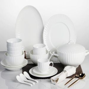 Vaisselle blanche en céramique 16 pièces à personnaliser diy304O