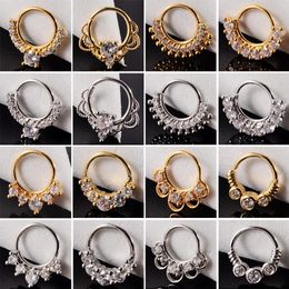 16pcs Cz Neus Hoop NOStril Bendable Ring Zirkoon Kraakbeen Tragus Daith oorbellen Septum Clicker Helix Conch Rook Piercing sieraden 240415