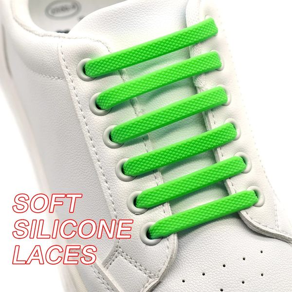 16 pcs élastiques lacets toutes les baskets en silicone stretch shoelaces mode unisexe sans cravate shoelace élastique 240419