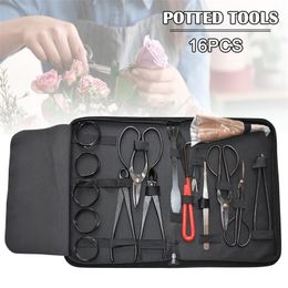 16 pièces jardin bonsaï ensemble d'outils en acier au carbone Kit Cutter ciseaux avec étui en Nylon peut CSV 201225