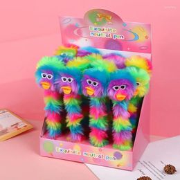 16pcs / lot arc-en-ciel arc-en-ciel en peluche monstre à balle stylo mignon 0,7 mm stylos scolaire bureau d'écriture des fournitures de papeterie cadeau