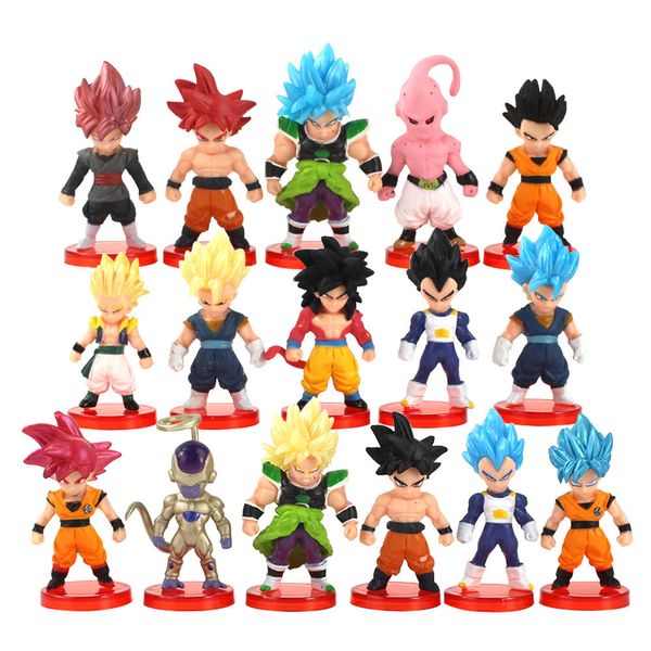16 unids / lote Figuras de base roja Anime PVC Figura de acción Modelo coleccionable Juguete Dibujos animados Brinquedos X0503