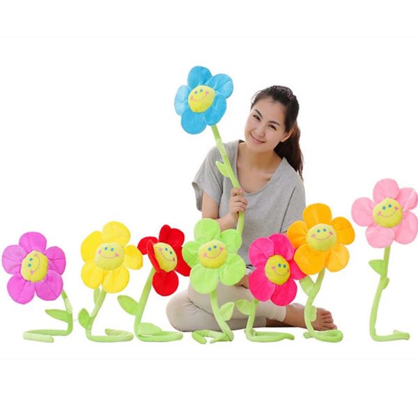 16 pièces fleurs en peluche visage souriant 40 cm de longues tiges pliables 8 couleurs assorties sourires heureux tournesols cadeau pour garçons et filles 240129