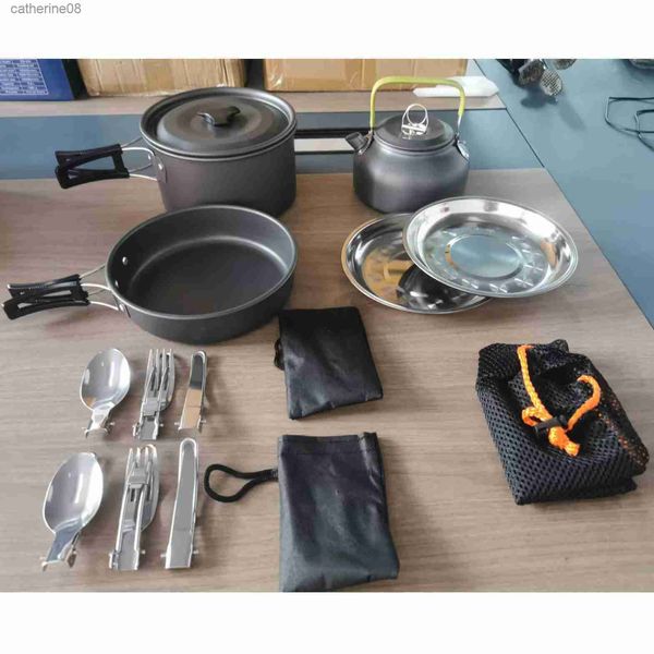 16pcs casserole ensemble camping cuisine ensemble camping ustensiles de cuisine nidification camp cuisinier ensemble randonnée mini ustensiles de cuisine sac à dos casseroles ensembles 2022 L230621