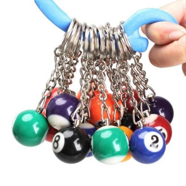 16 pièces ensemble de boules de billard porte-clés billard piscine porte-clés cadeau 25mm264F