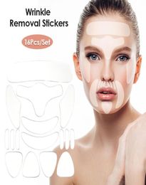 16 -stcs banden voor gezichten herbruikbare siliconen anti rimpel patch face bandage anti verouderende sticker voorhoofd nek oogkussen face lift 4461746
