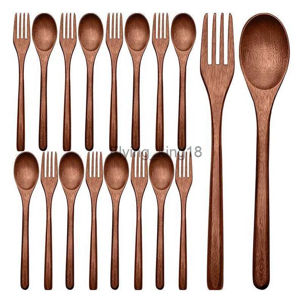 Juego de tenedores de cucharas de madera de 16 piezas que incluyen cucharas de madera y tenedores de madera Juego de utensilios de madera japoneses reutilizables hechos a mano HKD230812