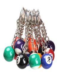 16PCSlot Billiard Ball Key Chain Key Ring Round Round CAR Keychain Charm Sieraden Mode Keboets Accessoires Mixed Color8133360