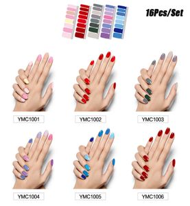 16pcssheet Effen Kleur Nail Art Stickers Polish Wraps Zelfklevende Volledige Cover Strips DIY Mode Stickers Manicure Whole9843335