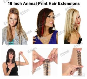 Extensiones de cabello de plumas sintéticas con estampado animal de 16quot, extensiones de plumas de cebra, guepardo y leopardo APE0049713061