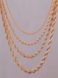 16quot18quot20quot24quot gouden touwketting ketting 2mm3mm4mm5mm voor hanger touw sieraden bevindingen2032274