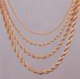 16quot18quot20quot24quot gouden touwketting ketting 2mm3mm4mm5mm voor hanger touw sieraden bevindingen5503160