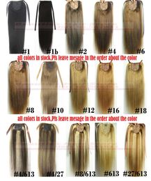 16quot32quot Ribbon Ponytail Horsetail 60g140g Clips inon 100 brésilien Remy Human Hair Extension Natural Straitement3658203