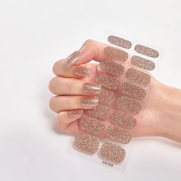 16 TIPS Pegatinas de uñas Manejo Mayorista Glitter Simple impermeable sólido a todo color