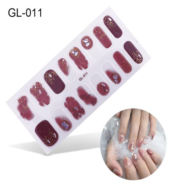 16tipsSheet Glitter Series Polvo Lentejuelas Moda Nail Art Pegatinas Colección Manicura DIY Esmalte de uñas Tiras Envolturas para fiesta De5554633