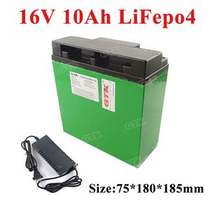 16V 10Ah lifepo4 accu met BMS voor externe camera flash UPS draadloze boor elektrische Speelgoed CCTV scooter ebike + 1A Charger