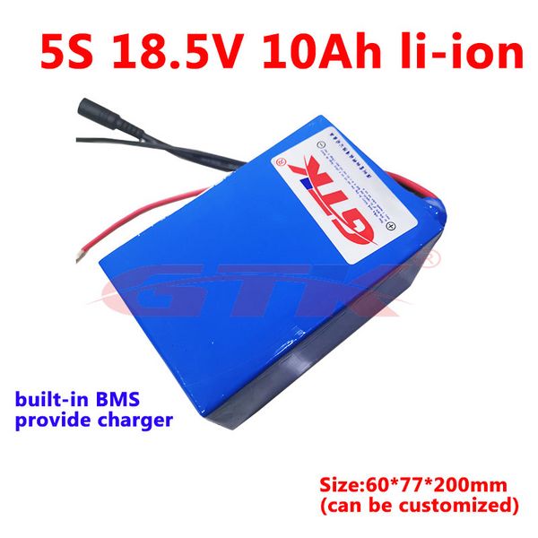 Batterie au lithium 16V 18.5V 10Ah li ion avec bms portable pour équipement de sonorisation de moniteur de contrôle de lumière LED + chargeur 2A