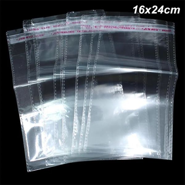 16x24cm Transparent OPP Auto-Adhésif Violoncelle Cellophane Wraps Clair Violoncelle Plat Traiter Cookies Snack Stockage Sacs Auto-Seal Poly Plastique 451 LL