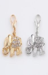 Lot de 20 pendentifs en forme d'éléphant, couleur or et argent, 16x33mm, breloque, accessoire de suspension adapté au médaillon flottant, bijoux 5001033