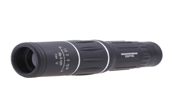 16X52 Telescopio monocular portátil de doble enfoque de mano para exteriores Zoom Lente óptica Binoculares Telescopio terrestre Lentes de recubrimiento Negro8501894