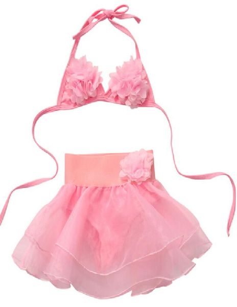 16Y mignon bébé filles été doux rose imprimé Floral Bikini ensemble maillots de bain enfants maillot de bain fendu Bikinis maillots de bain maillots de bain s4736792