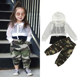 16Y Fashion Baby Girls Clothes Ensembles de vêtements nets topsblack gilet topsamouflage Pantalon 3pcs y2008299585120