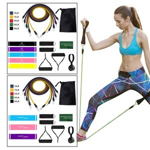 17/15 / 11 stks weerstand bands set pull touw yoga training oefening rubberen buizen band gym stretch fitness expander workout Q1225