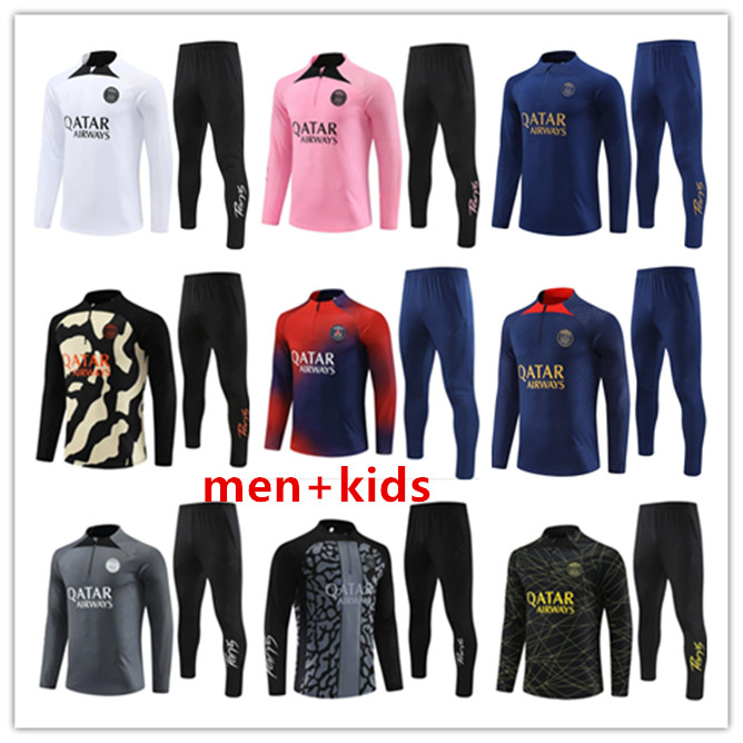 Parijs trainingspak 2023 2024 2025 MBAPPE kinderen en heren 23 24 25 PSGes trainingspak met lange mouwen voetbal voetbalshirt kit uniform Chandal volwassen jongens FAN SPELER VERSIE