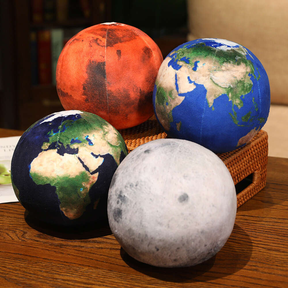 17/27 cm Simulering Earth Moon Sun Martian Sphere Toy Pillow Star Plush Doll Rum Dekor Birthday for Kids Boys Gift