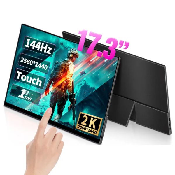 Écran tactile Portable de 17.3 pouces, 2K, 144Hz, 2560x1440p, 1MS, FreeSync, jeu, IPS, pour PC Portable, Xbox, PS4/5, Switch