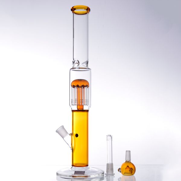 17,3 pouces verre droit bang narguilé jaune champignon Dab Rig cage à oiseaux Perc conduites d'eau plates-formes pétrolières pour fumer avec bol