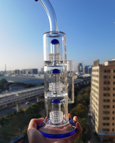 13inchs Big Glass Bong Recycler Dab Rigs Bubbler Hookahs Smoke Water Pipes Matrix Perc avec 14mm Bowl
