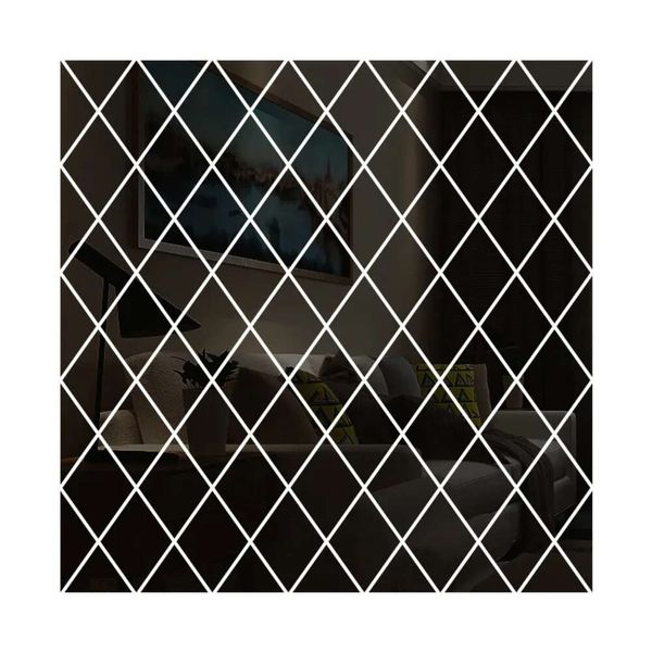17/32/58pcs Mur Sticker Miroir décoratif Diamants Diamants Rhombus Autocollants de surface Acrylique Décor de salon S